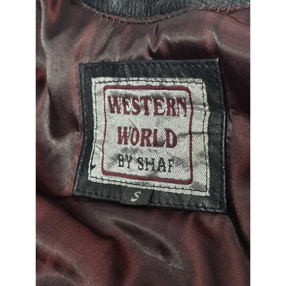 Western World By Shaf Leather Jacket SMALL Fringe Southwestern *BROKEN ZIPPER* - Picture 8 of 16